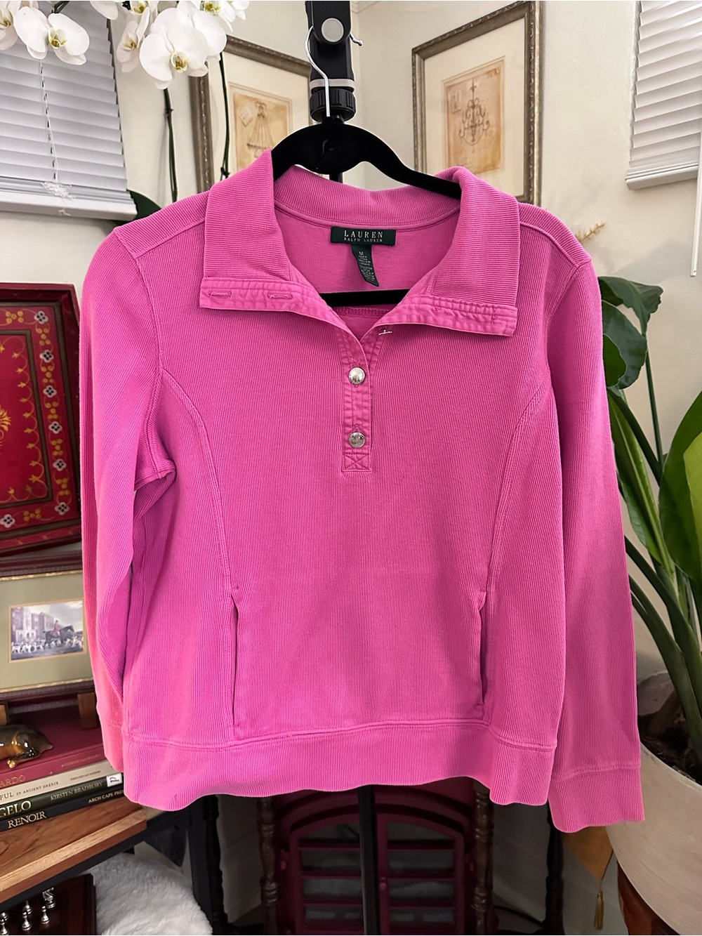 Ralph Lauren Bright Pink Quarter-Placket Polo Pullover